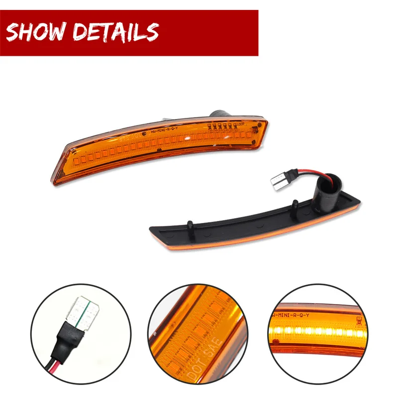 Luces LED de posición lateral delanteras ámbar/traseras rojas, lámparas acampanadas para guardabarros para 2007-2016 Gen 2nd MINI Cooper R55 R56 R57 R58 R59 R60 R61