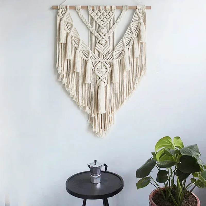 Macramé tejido para colgar en la pared, decoración artística bohemia elegante para el hogar, hermoso tapiz decorativo para apartamento, dormitorio y habitación
