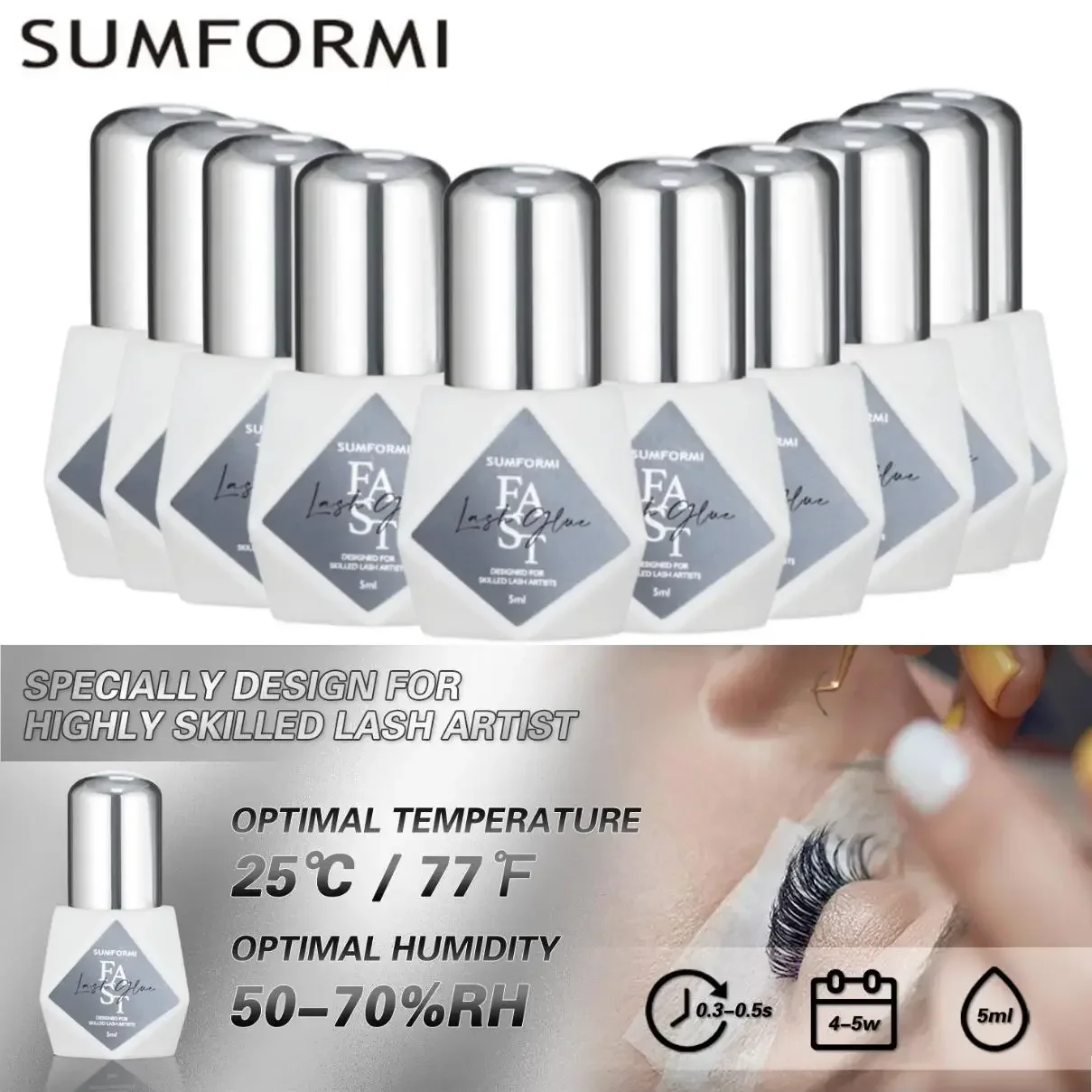 10 Uds venta al por mayor 0,5 S pegamento de pestañas de secado rápido extensiones de pestañas pegamento de extensión de pestañas fino impermeable con removedor de pegamento de 10g SUMFORMI