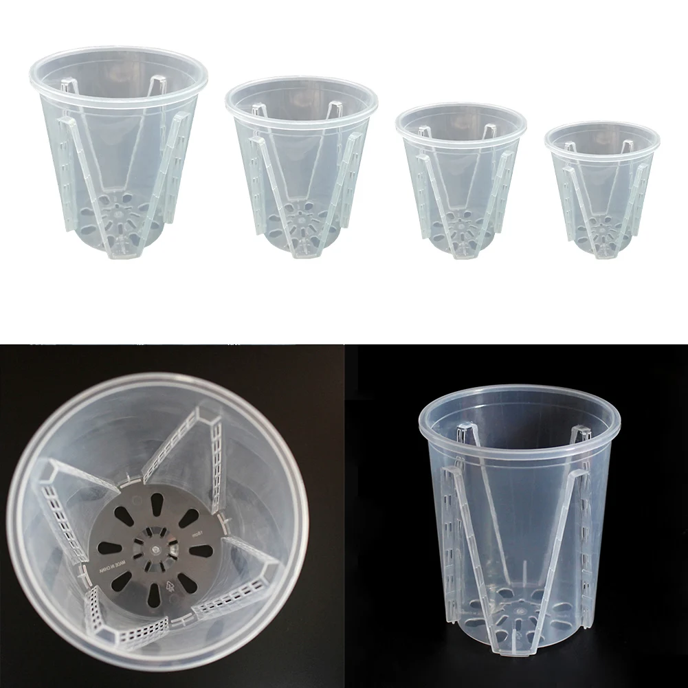 Macetas de orquídeas de plástico transparente con Control de raíces, maceta transparente con agujeros para plantar orquídeas Phalaenopsis Cattleya con estómata