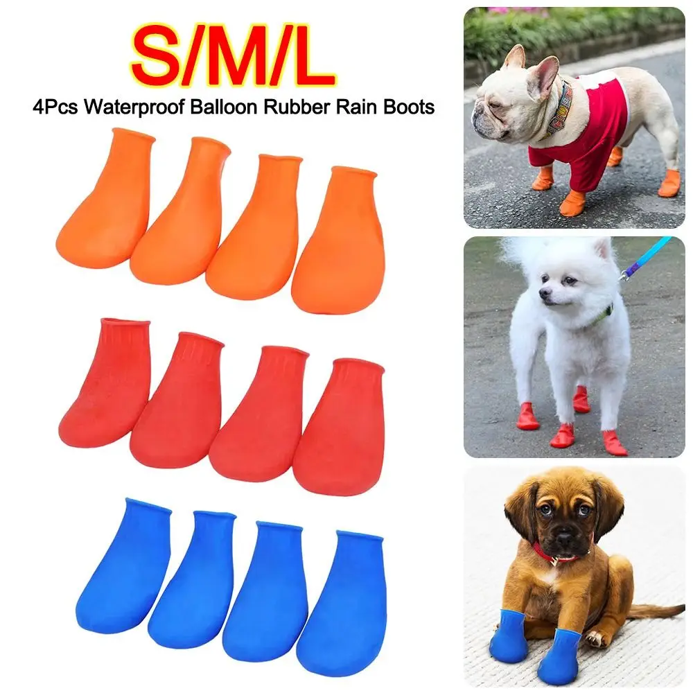 4 Uds nuevos zapatos impermeables para perros globo de goma antideslizante botas para mascotas Botas de lluvia para perros pequeños Chihuahua perros grandes