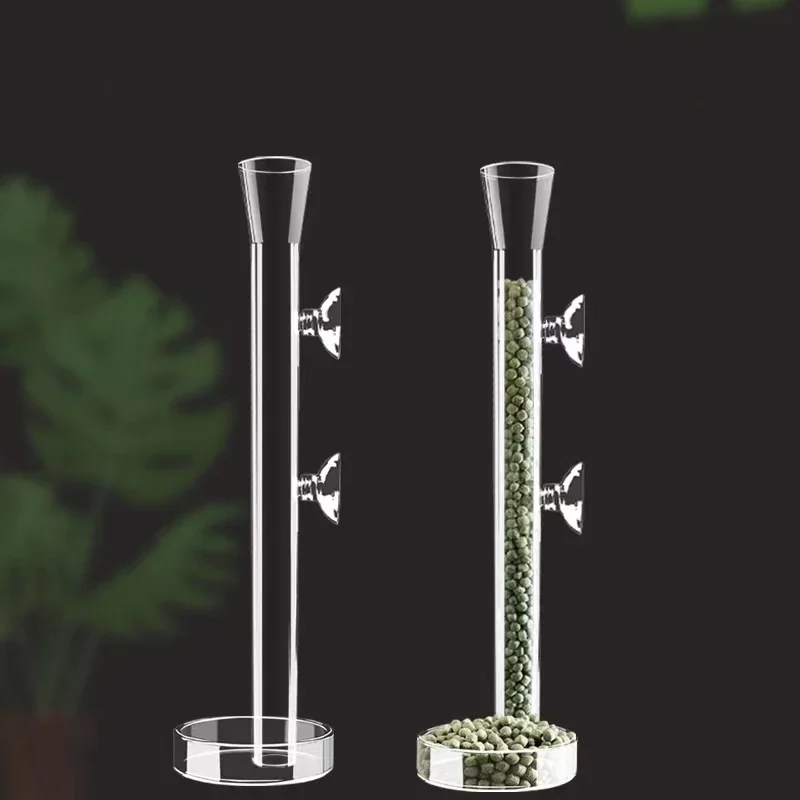 Alimentador de vidrio para acuario, plato de tubo transparente para pecera, camarones, Caracol, tazón alimentador de alimentos, accesorios de alimentación para acuario, alimentadores de camarones