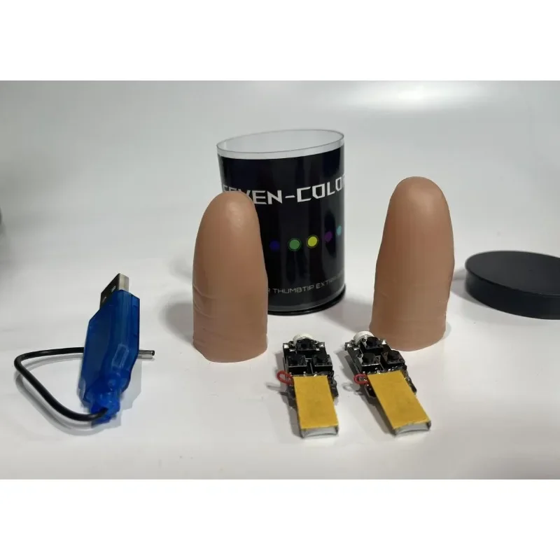Puntas de pulgar con luz LED de siete colores, trucos de magia súper ligeros, juego de pares de luces profesionales, accesorios de escenario D'lite, trucos, ilusiones