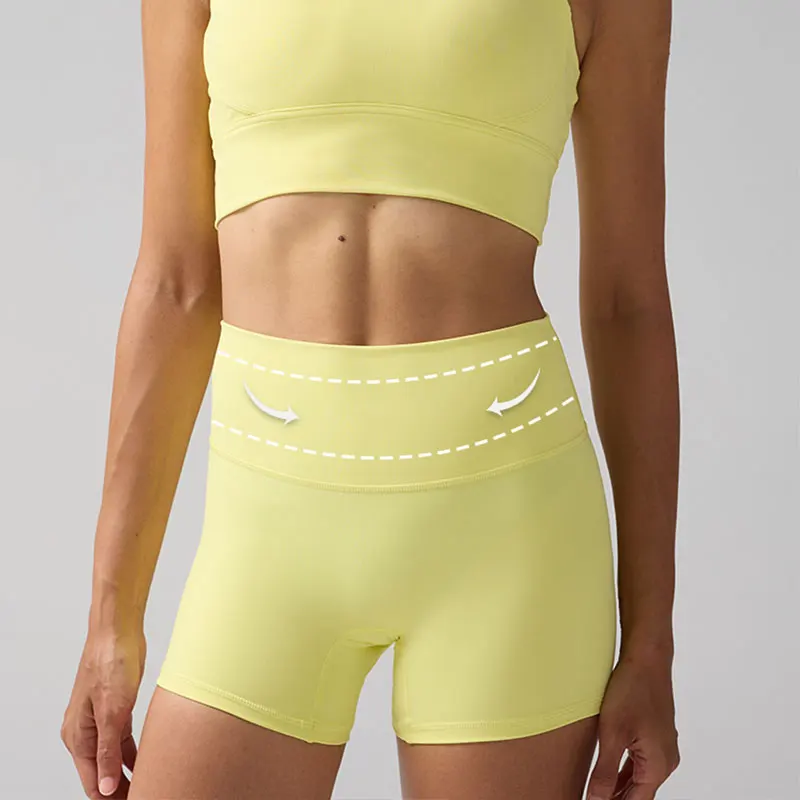 Color sólido mujeres Fitness deporte Yoga corto correr ciclismo mujeres Leggings secado rápido transpirable pantalones cortos de Yoga de cintura alta