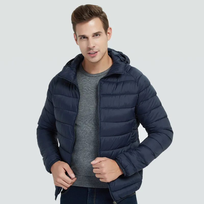 Chaqueta de algodón para senderismo para hombre, Parkas ligeras con capucha y bolsillo con cremallera, ropa de abrigo de moda, chaqueta acolchada informal y abrigo de invierno para hombre