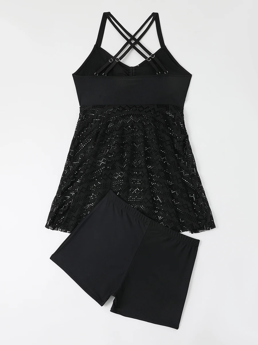 Traje de Baño de Dos Piezas, Talla Grande, Tankini, Vestido de Playa, Malla, Traje de Baño Sólido para Mujer, Traje de Baño Femenino, Talla 4XL