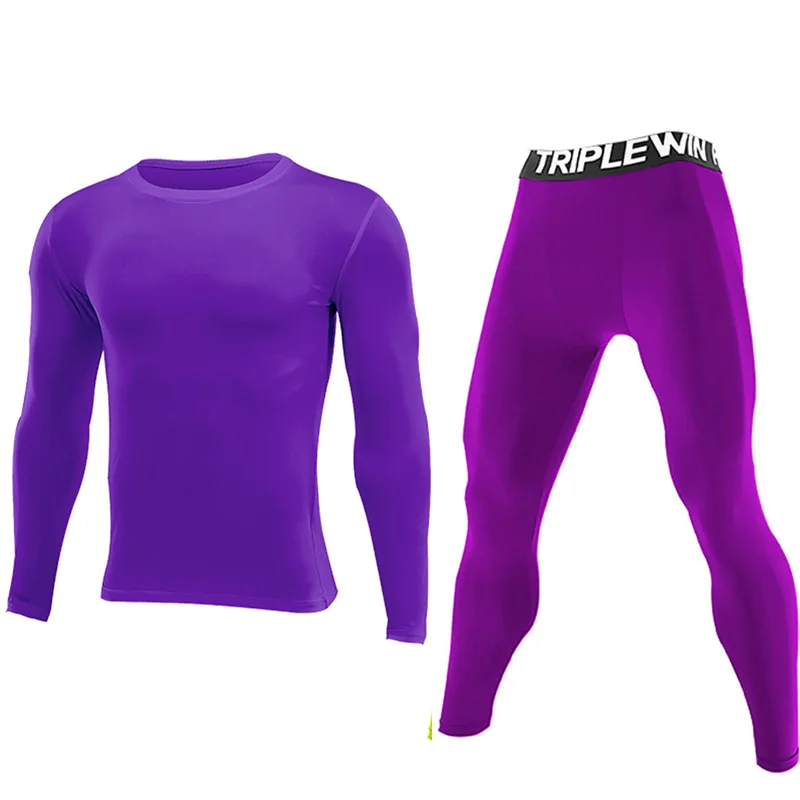 Chándales de manga larga para hombre, camiseta deportiva para gimnasio + Leggings, conjunto deportivo para correr, Yoga, esquí, baloncesto, fútbol, traje 96