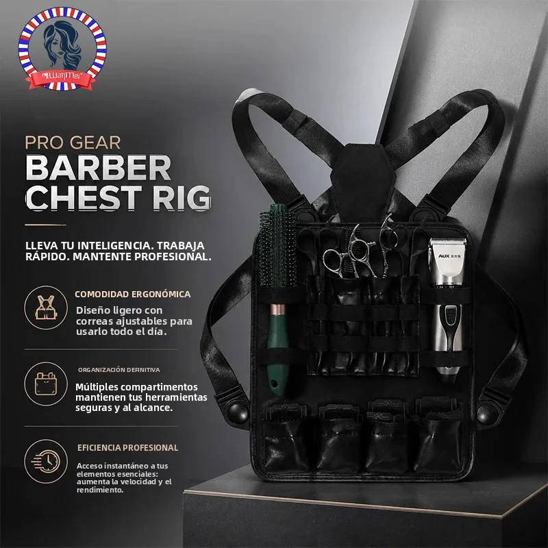 Kit de Herramientas Multifuncional Profesional para Barbería con Correa para el Hombro, Bolsa de Pecho, Tijeras, Peine, Bolsa para Herramientas de Peluquería para Salón y Hogar