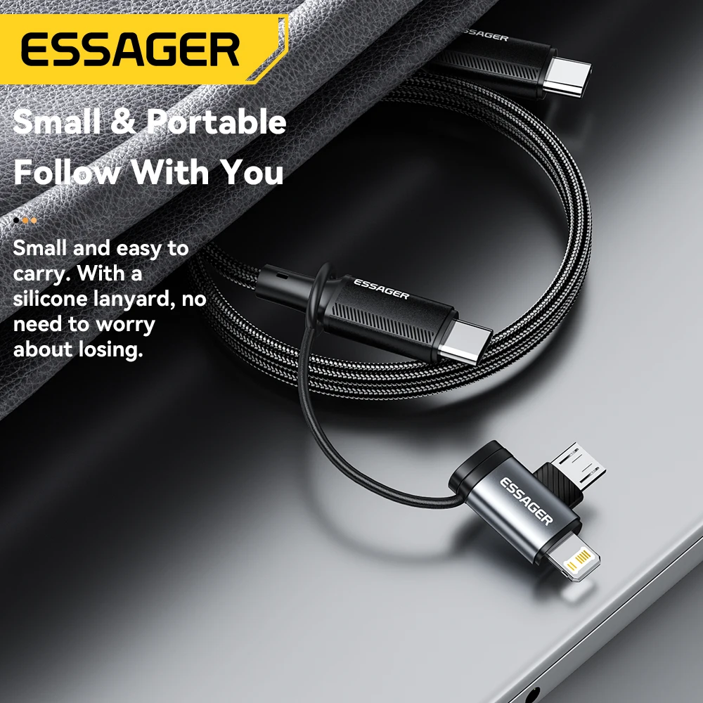 Essager 2 en 1 iluminación/Micro adaptador de carga rápida USB tipo C conector hembra para iPhone 17 16 15 14 13 12 11 convertidor de IPad