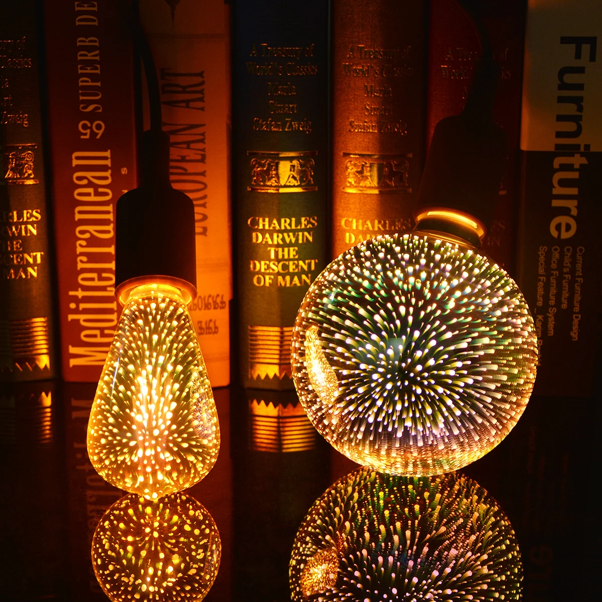 Bombillas LED Incandescentes Vintage con Efecto 3D, Lámpara Edison Retro E27 AC110V-220V, Bombilla Decorativa para Fiestas G80 G125