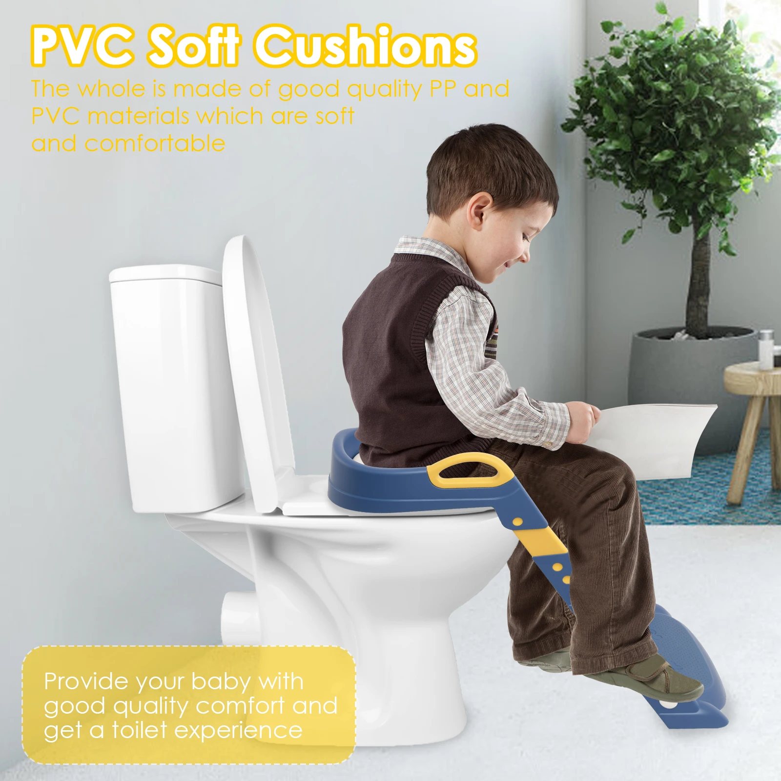 Inodoro plegable para niños recién actualizado, orinal de entrenamiento para niños, asiento para orinal, escalera, inodoro portátil para bebé, urinario, taburete con escalón