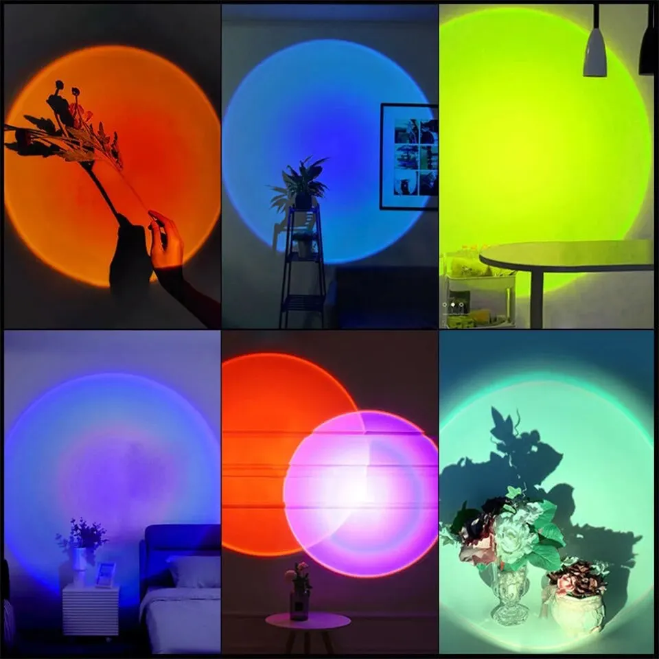 MeeToo-Lámpara de ambiente de puesta de sol USB, proyector Led, luz nocturna de neón para decoración para sala de estar, dormitorio, fondo, fotografía, ambiente de pared