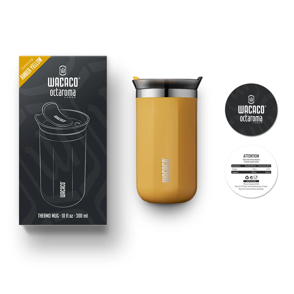 WACACO Octaroma Taza de café con aislamiento al vacío, vaso de viaje de acero inoxidable de doble pared, 6/10/15 fl oz, termo, regalo de San Valentín