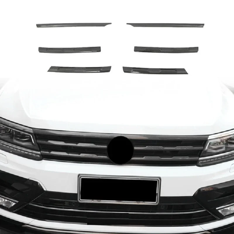 Para VW Tiguan MK2 2016-2021, parachoques delantero de coche, rejilla central de malla, tiras de moldura, cubierta embellecedora, estilo cromado