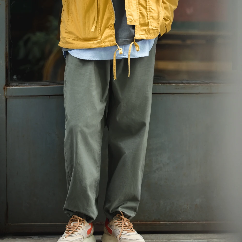 Maden-pantalones Cargo fáciles para hombre, pantalones sueltos informales con bolsillo y cordón, monos Vintage, ropa recta