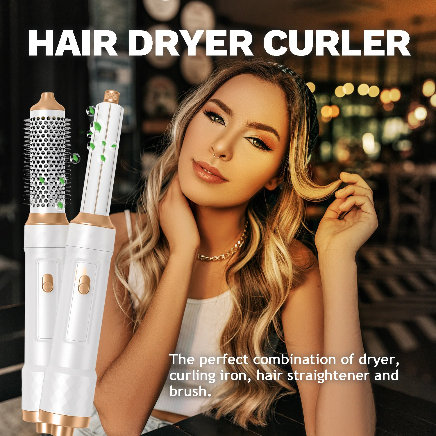 UKLISS Airstyler Pro Juego de secador de pelo 5 en 1, cepillo rizador de aire caliente, alisador, cepillo térmico