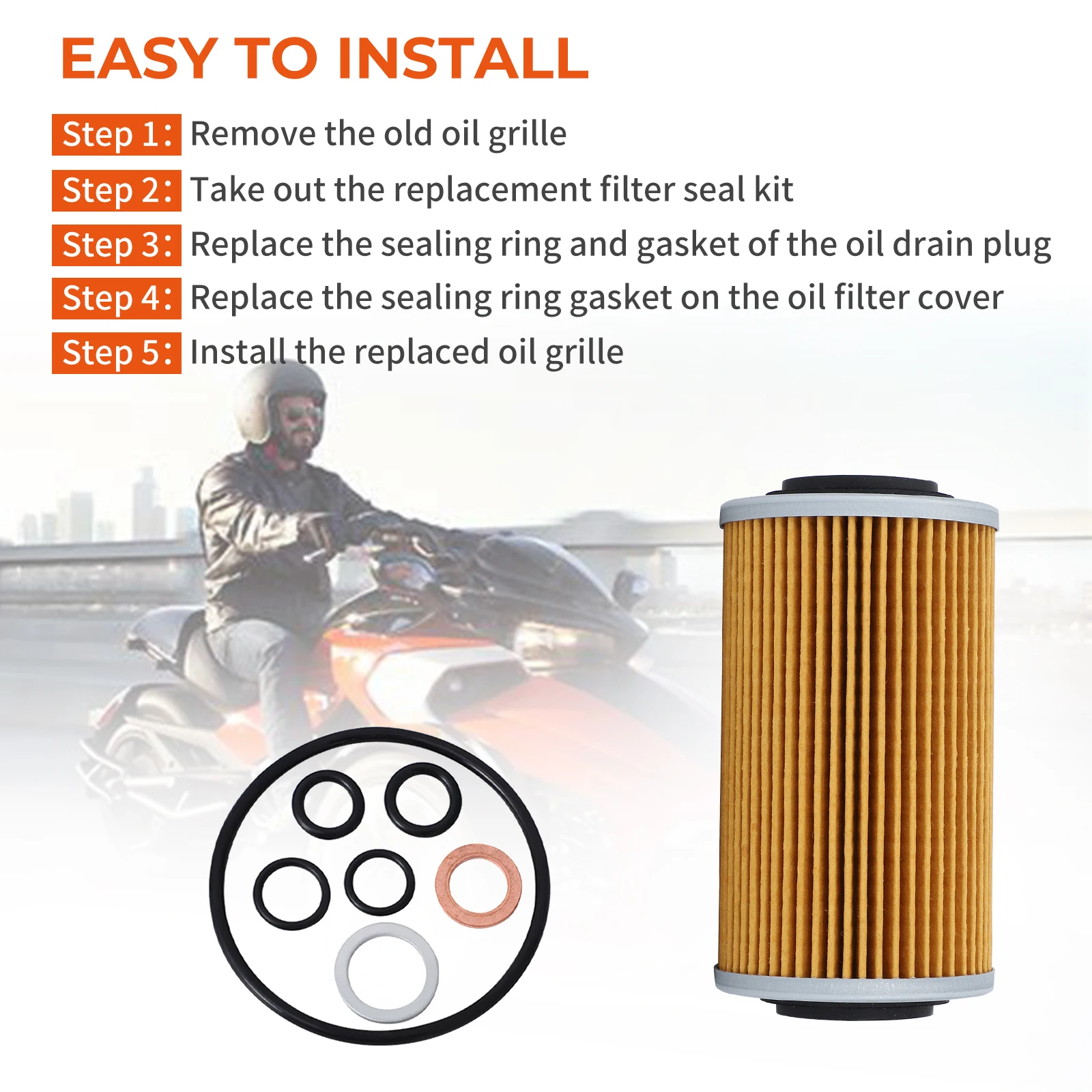Filtro de aceite con Kit de sellado para Can-Am Spyder SM6-SE6 1330 RT/F3, modelos 2014, 2015, 2016, 2017, 2018, 2019, 2020, 2021