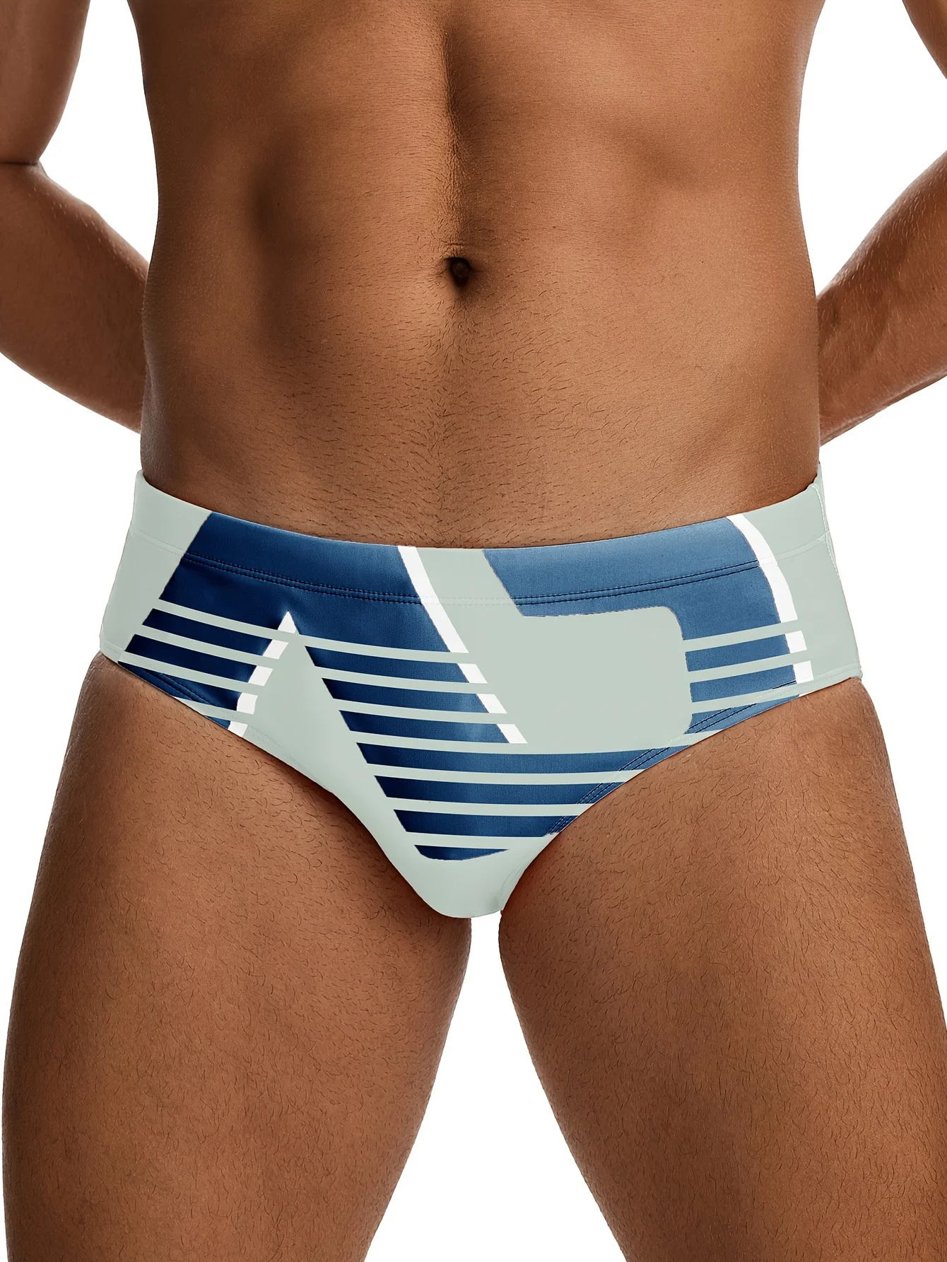 Ropa Interior Masculina con Estampado Gráfico de Triángulos, Traje de Baño para Hombre, Shorts de Baño para Playa de Verano