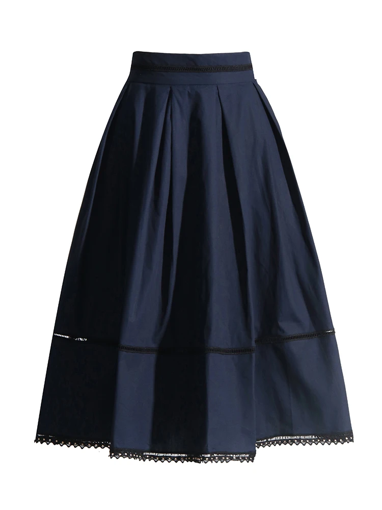 TWOTWINSTYLE, conjuntos lisos de dos piezas de verano para mujer, Tops de manga corta con solapa, falda acampanada de cintura alta, conjunto ajustado, moda femenina nueva