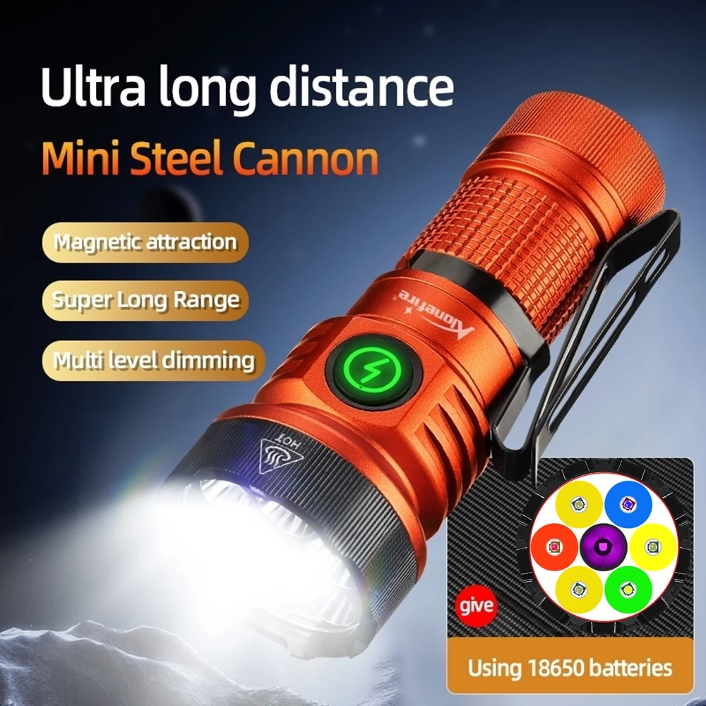 7xLED alto brillo blanco/rojo/verde/azul/365nm luz UV Mini linterna USB recargable senderismo pesca Camping imán antorcha de trabajo