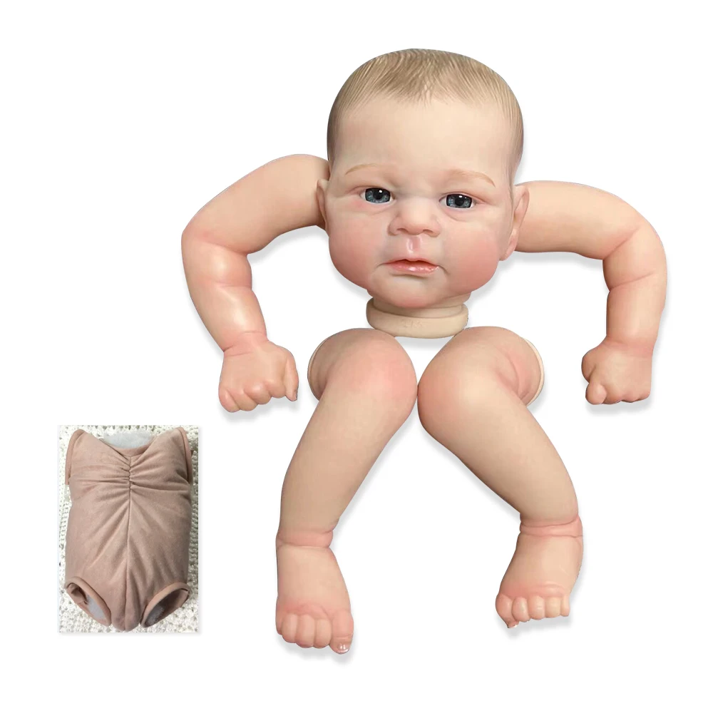 NPK-Muñeca terminada de 19 pulgadas, tamaño ya pintado, Elijah, realista, tacto suave, piezas de muñeca terminadas flexibles con cuerpo y ojos