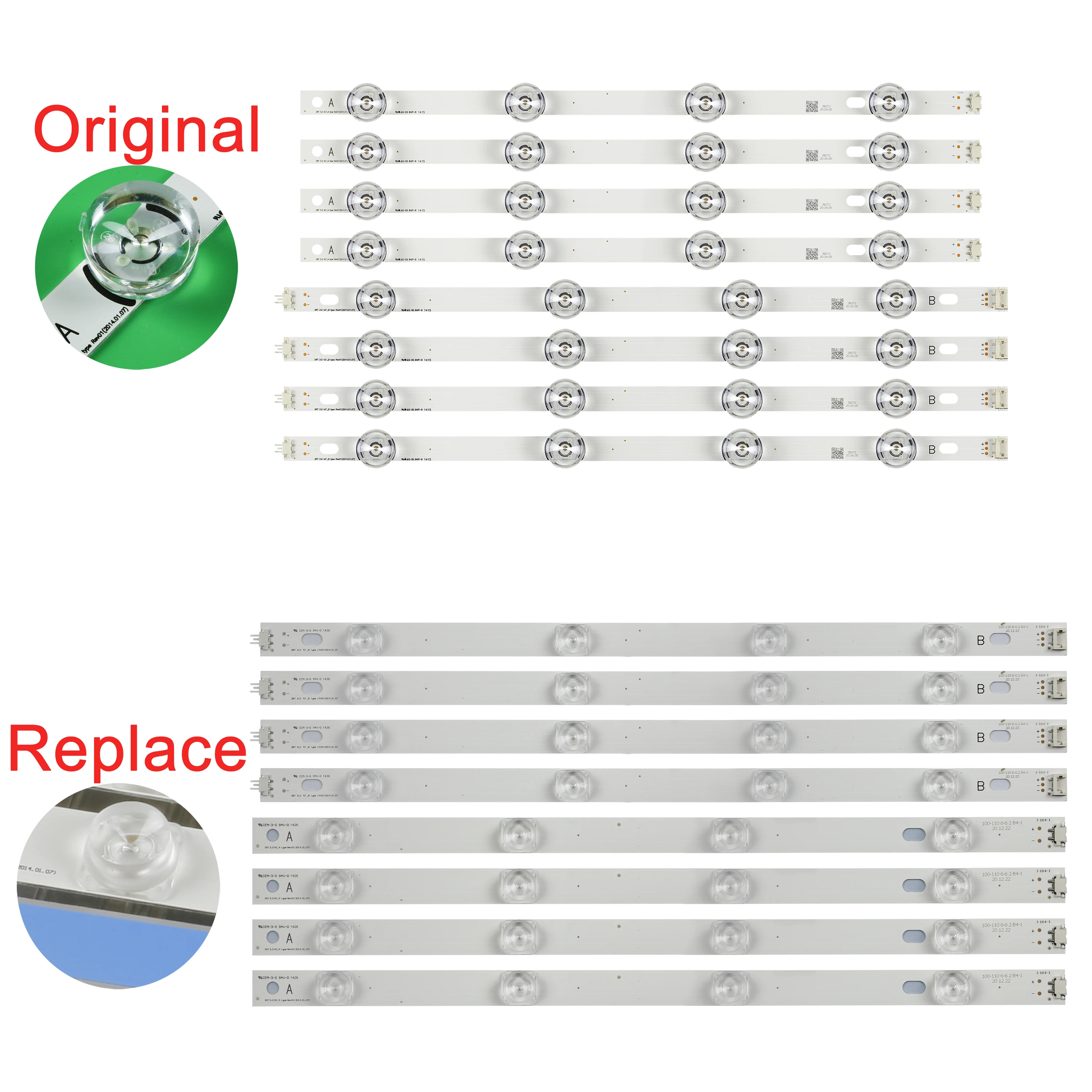 Tira LED para 42LB561V-ZC 42LB561V-ZE 42LB582U 42LB628V 42LB629V 42LB6500 42LB650V 42LB652V 42LB653V 6916L-1909A 6916L-1910A