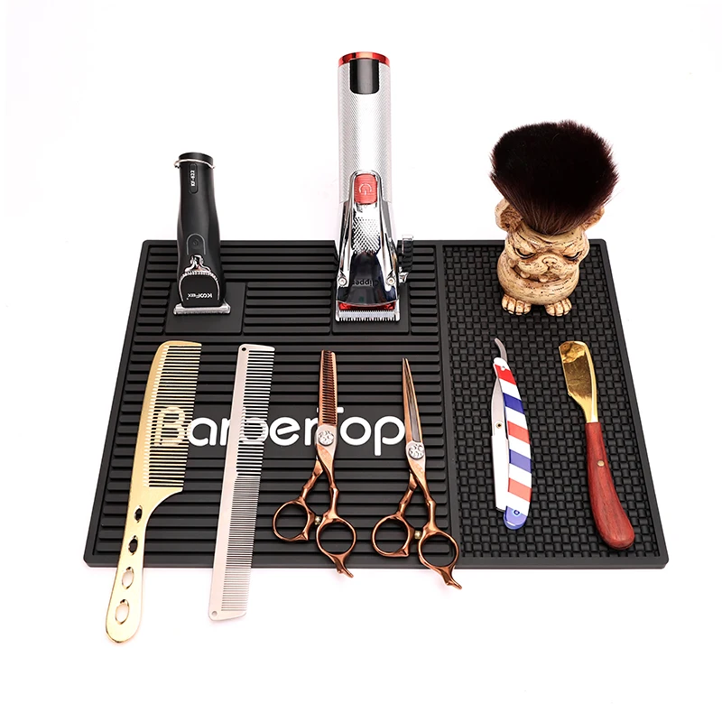 Tapete de mesa impermeable magnético de silicona para barbería, tijeras de peluquería, peines, cojín de almacenamiento, accesorios de herramientas profesionales para salón