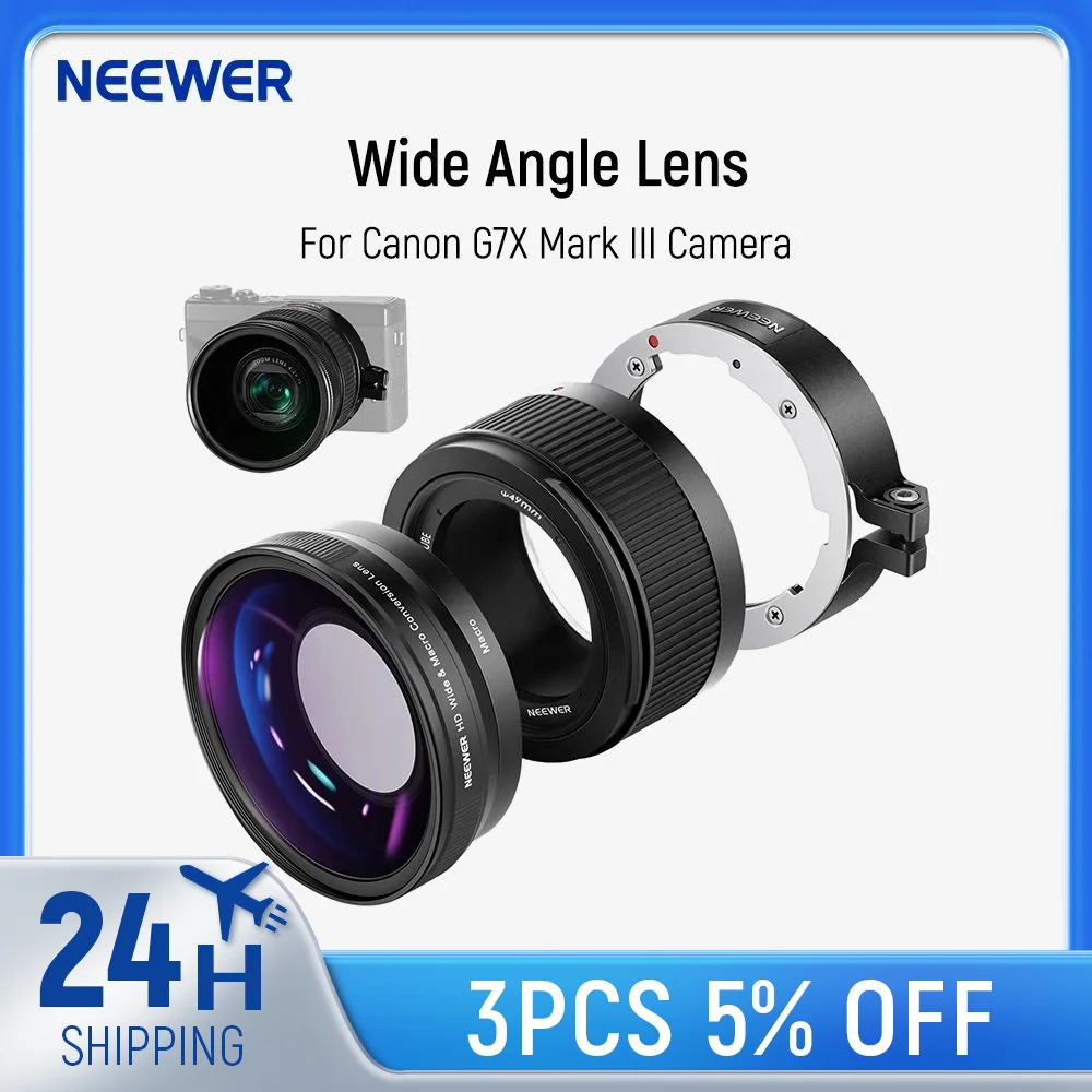 NEEWER-lente gran angular Compatible con cámara Canon G7X Mark III, 2 en 1, gran angular HD de 18mm, Macro adicional de 10x