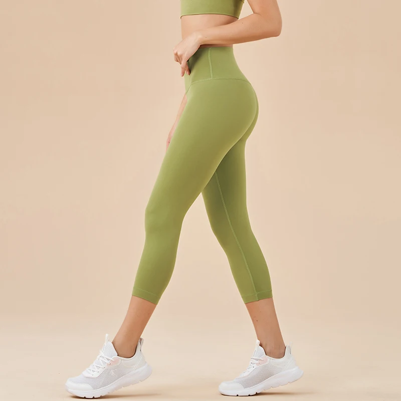 SOISOU-nylon pantalones de mujer yoga de siete puntos con pantalones de fondo para el Fitness sexy cintura alta ajustada, transpirable y elástica pantalones deportivos para niñas de 13 colores
