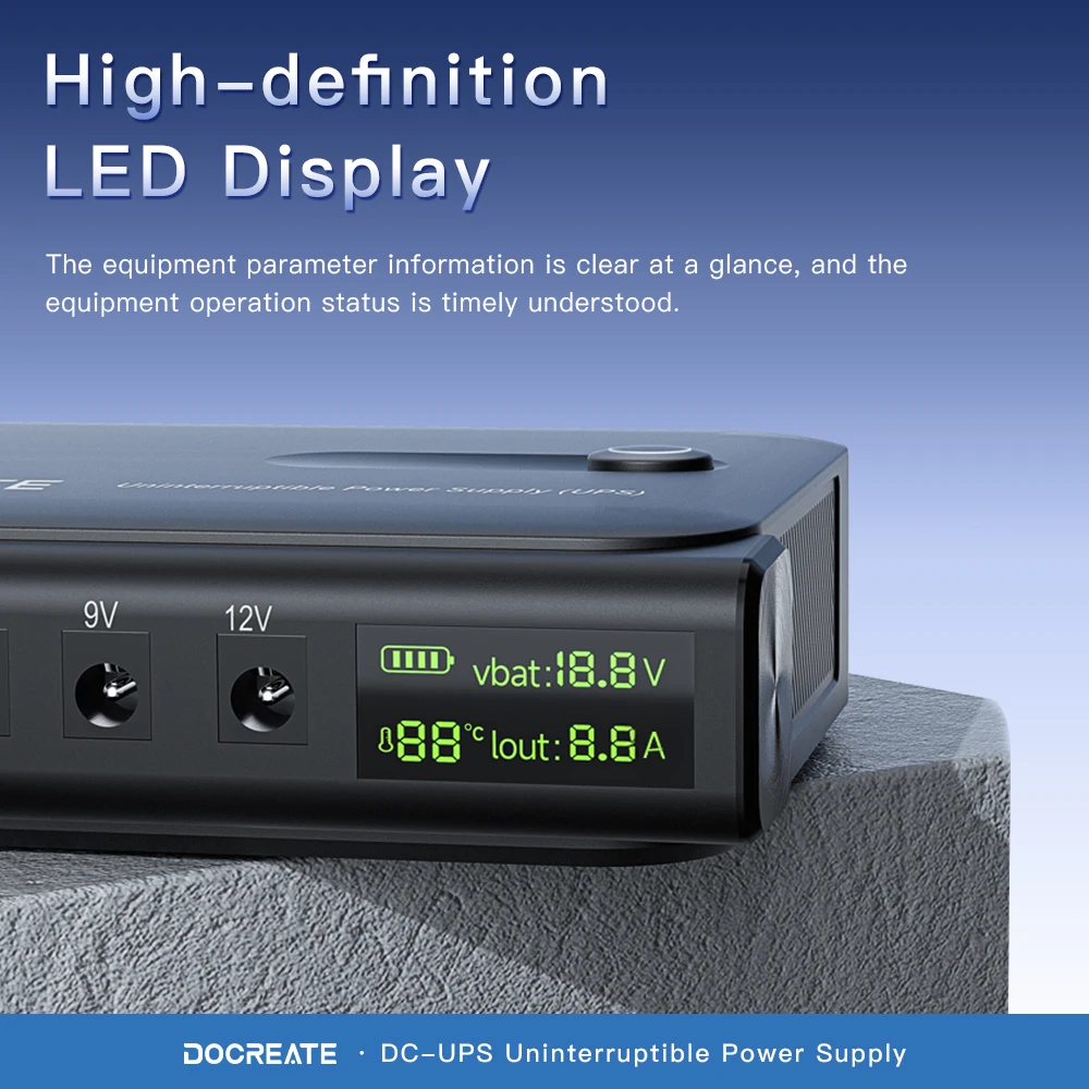 Fuente de alimentación ininterrumpida de respaldo de batería UPS de 36W DC1036L con pantalla LED salida de voltaje múltiple para enrutador 5/9/12/15/24V