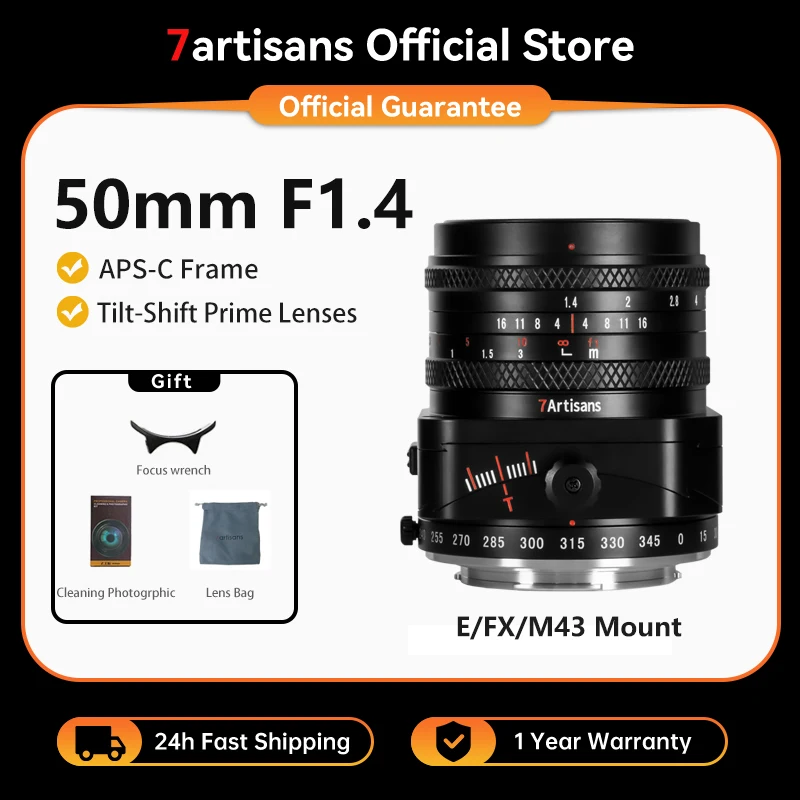 7artisanas 50 mm f1.4 lente manual móvil inclinada gran apertura lente APS - C con Sony e Alpha 6400 zve10 a7s a7r fujifx e - M1 Mark II / E - M10 Mark IV micro 4 / 3 e - PL1 e - M10 gh1 / gh2 / GH3 / gh4