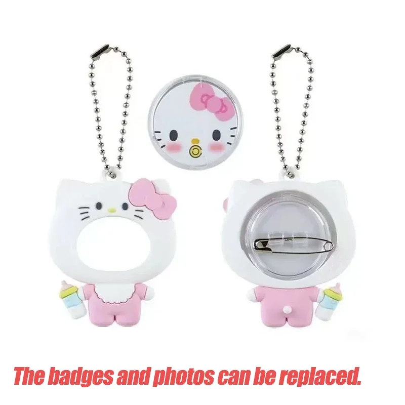 Llavero con insignia de My Melody, colgante de dibujos animados de Hangyodon y Hello Kitty, insignia reemplazable, cubierta protectora, adorno para mochila, regalos