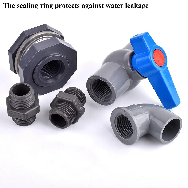 1 Juego de conector de tanque de peces de acuario de PVC de 1/2 "3/4" 1 ", válvula de junta de tubo de drenaje de agua de entrada, accesorios de mamparo para tanque de agua de riego