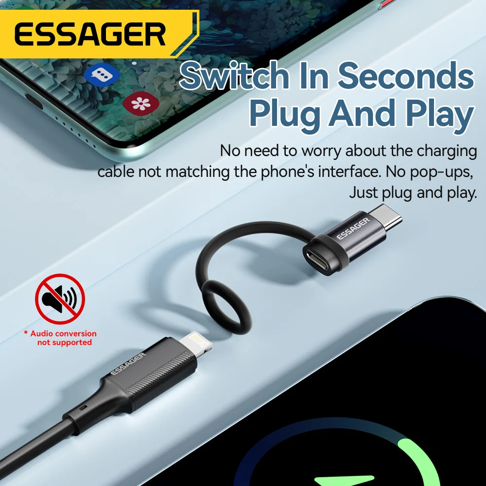 Adaptador Essager de Lightning a USB C, Carga Rápida 3A OTG para iPhone 15 XR Pro, Conector de Tipo C a Lightning para iPhone, Convertidor OTG