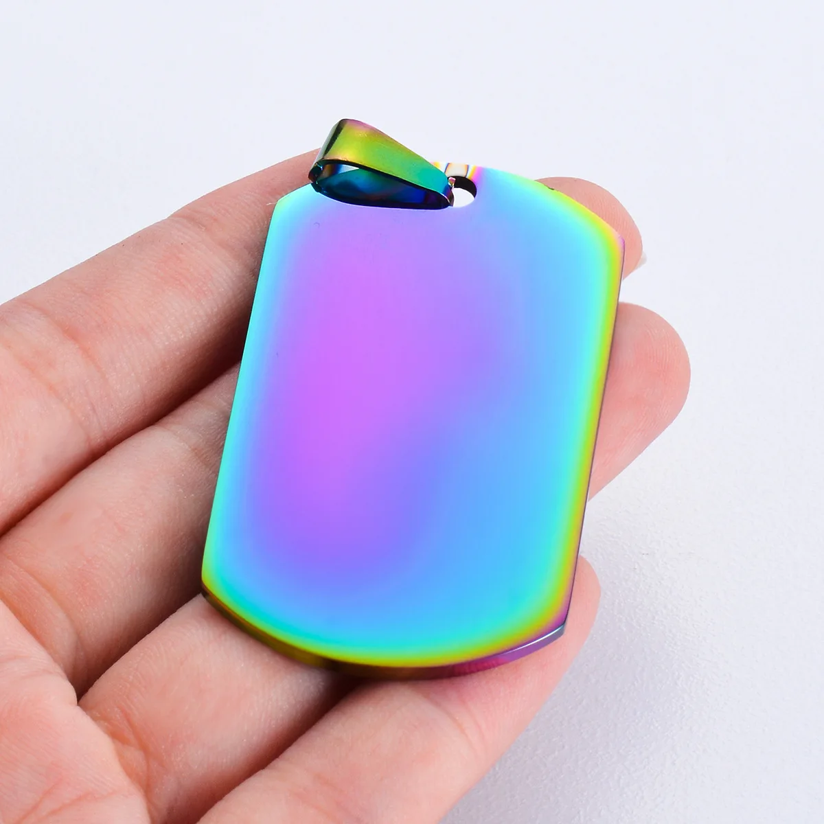 10 Uds. Venta al por mayor de acero inoxidable estilo militar del ejército ID etiquetas de perro en blanco colgante collar con dije de rectángulo accesorios de joyería (7 colores)