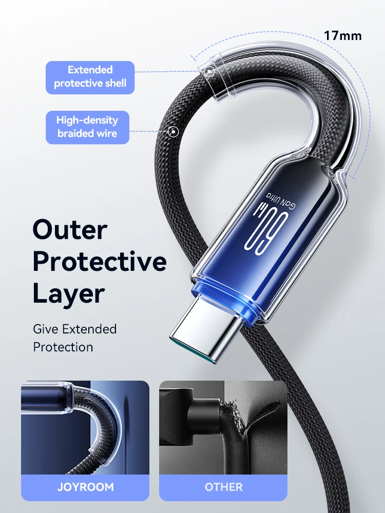 Joyroom PD 100W/60W tipo C Cable de datos de carga rápida para iPhone 16/15 Huawei Samsung Xiaomi Cable de carga USB C para Macbook Pro