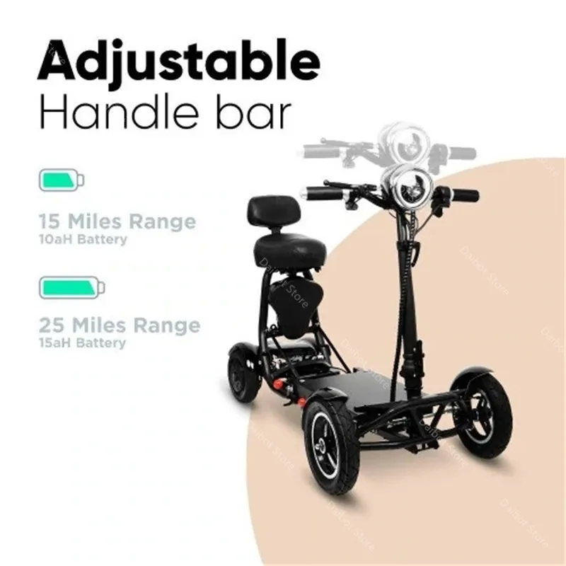 Scooter Eléctrico para Adultos con Discapacidad, Doble Motor 500W36V, Scooter de Movilidad de 2 Plazas, 4 Ruedas, Plegable, Scooter Eléctrico para Padres e Hijos