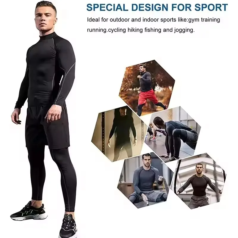 Camiseta deportiva para hombre, camiseta de secado rápido para culturismo y correr, camiseta de compresión de manga larga para gimnasio, camiseta ajustada para Fitness para hombre Rashgard