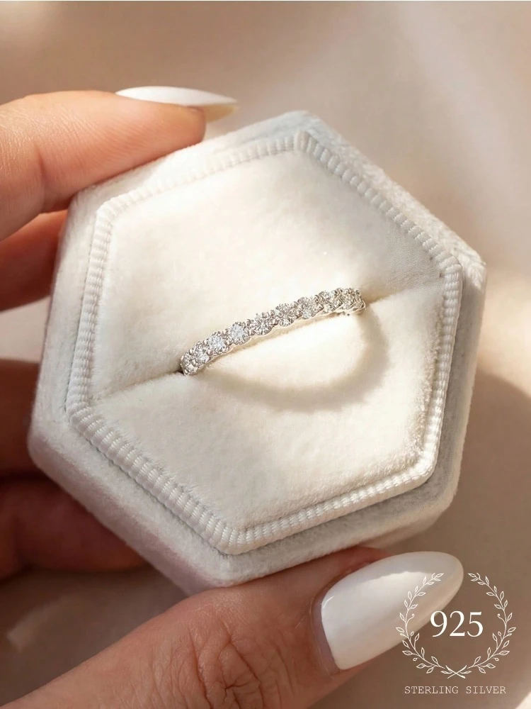 Anillo apilable de plata de ley 925 con circonitas multicolor brillantes para mujer, joyería fina personalizada para uso diario y fiestas