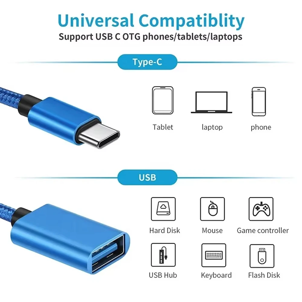 Para teléfono móvil USB hembra a tipo C adaptador macho OTG Cable de 15,5 CM de largo para Xiaomi Samsung S20 Huawei OTG convertidor de Cable de datos