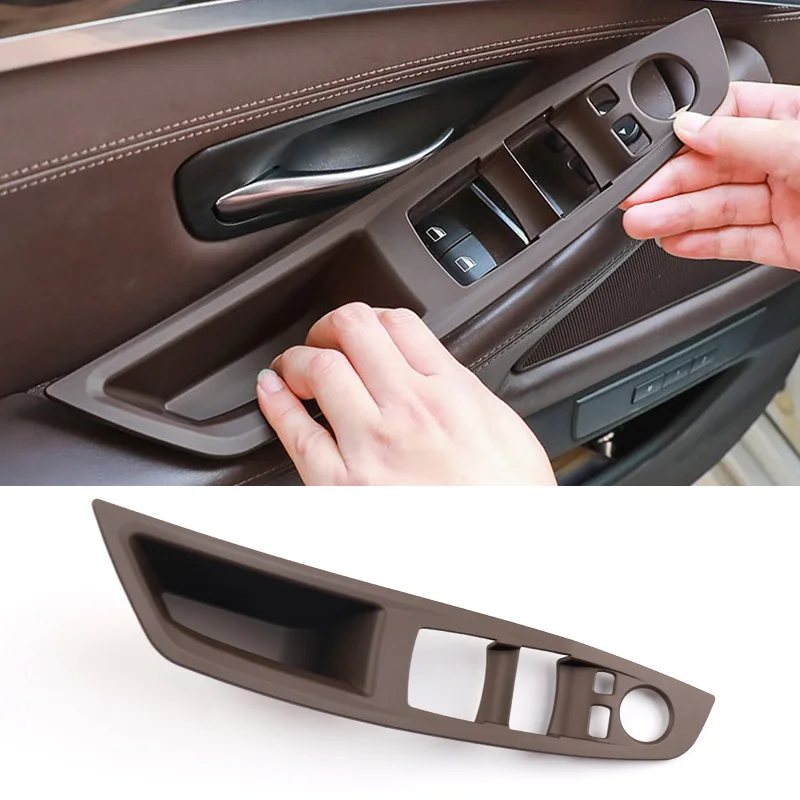 Para BMW 5 Series F10 2011-2017 LHD fibra de carbono puerta de coche manija Interior Panel embellecedor cubierta Interior Protector pegatinas Accesorios