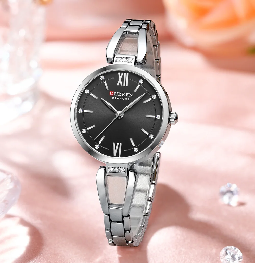 Reloj de Cuarzo de Acero Inoxidable para Mujer CURREN 9092, Reloj de Lujo y Elegante, Relojes de Pulsera para Mujer de Negocios, Relojes De Mujer