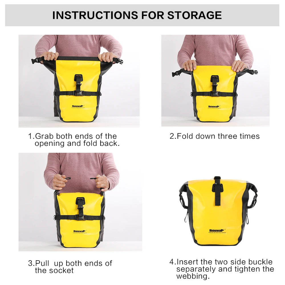 Rhinowalk-Bolsa de alforja para bicicleta de 7L-15L, 100% impermeable, portaequipajes delantero, portaequipajes trasero para bicicleta, accesorios para bicicleta de montaña