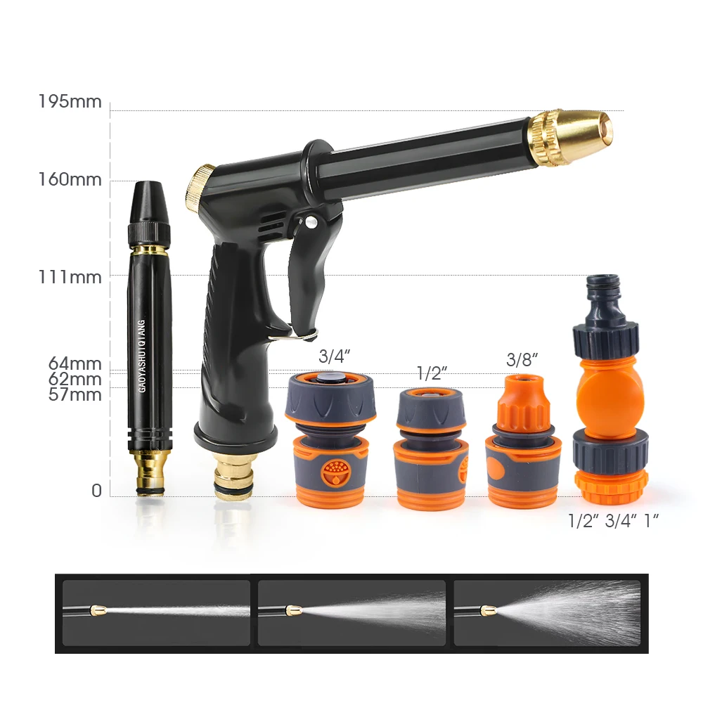 Pistola de agua para jardín, accesorios de manguera de conexión rápida antideslizantes de 3/8 ", 1/2", 3/4 ", riego de jardinería, limpieza de flores, lavado de coches, suelo