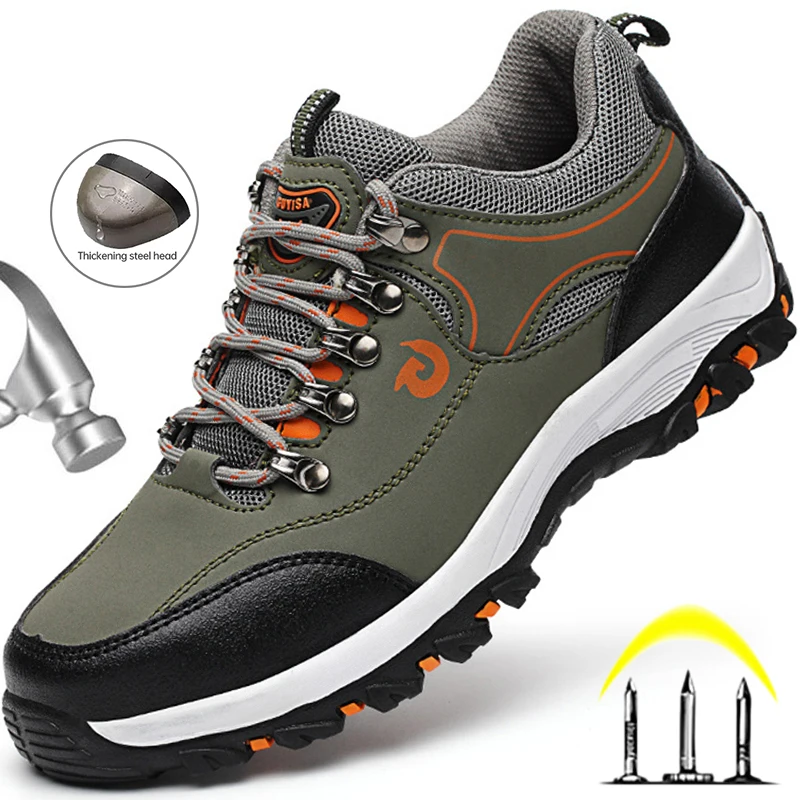 Zapatos con punta de acero para hombre, botas de seguridad para el trabajo, zapatillas de deporte, zapatos de seguridad para el trabajo a prueba de pinchazos, botas de seguridad para hombre, zapatos de trabajo