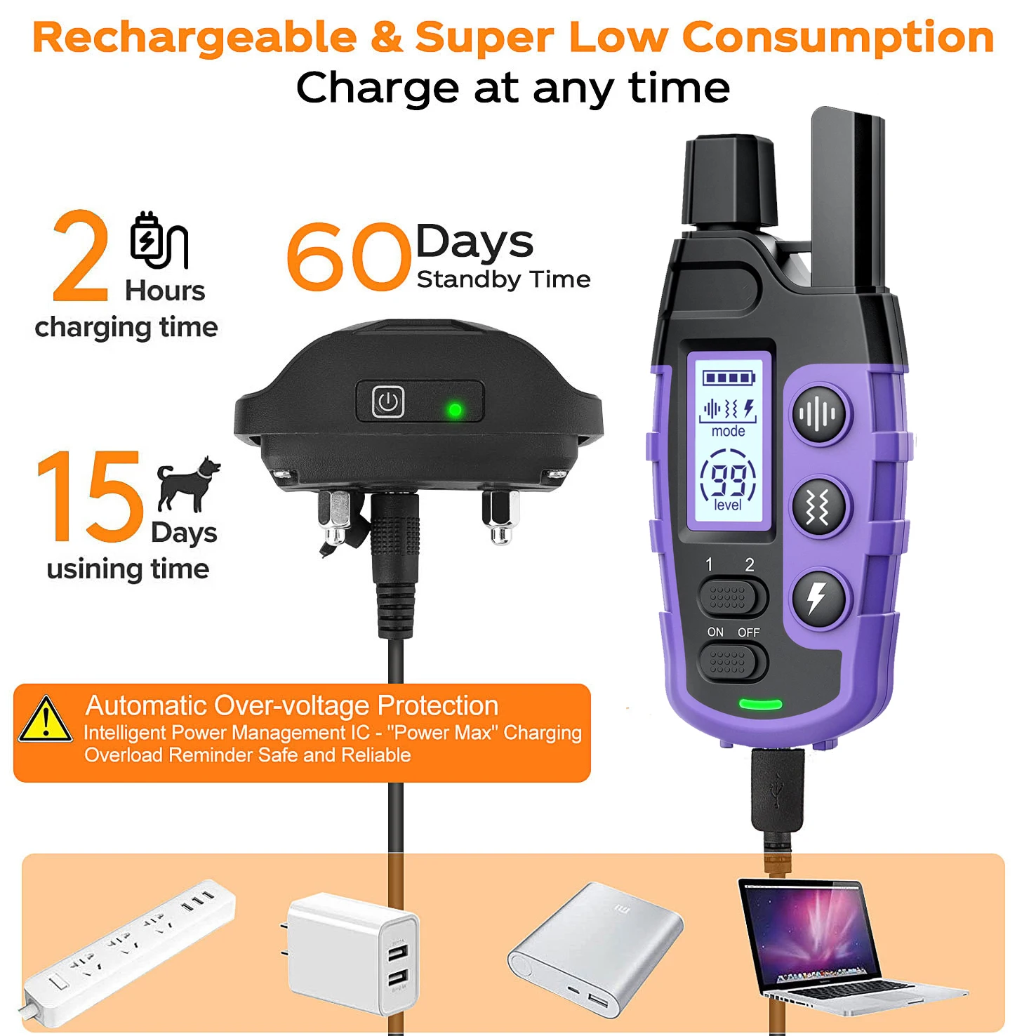 Collar de entrenamiento eléctrico para perros de 3300 pies, Control remoto, resistente al agua, comportamiento de mascotas para cachorros de 5-120 libras con pitido de vibración de choque