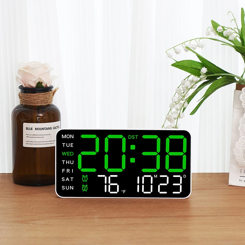 Reloj de pared Digital grande, pantalla de temperatura, fecha, semana, Control remoto, alimentado por USB, reloj de mesa, alarmas duales montadas en la pared, relojes LED