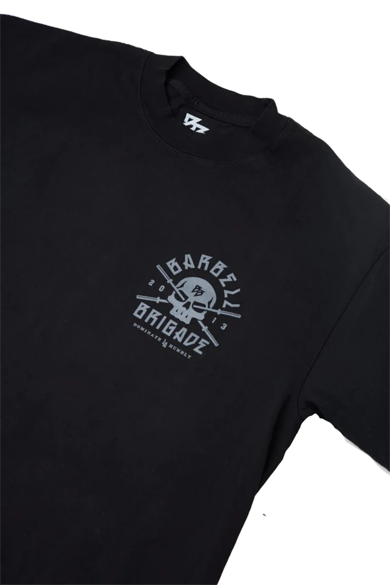Camiseta deportiva BARBELL BRIGADE para gimnasio, Camiseta holgada de algodón de talla grande para hombre, Camiseta deportiva de culturismo de manga corta, camisetas de entrenamiento de verano