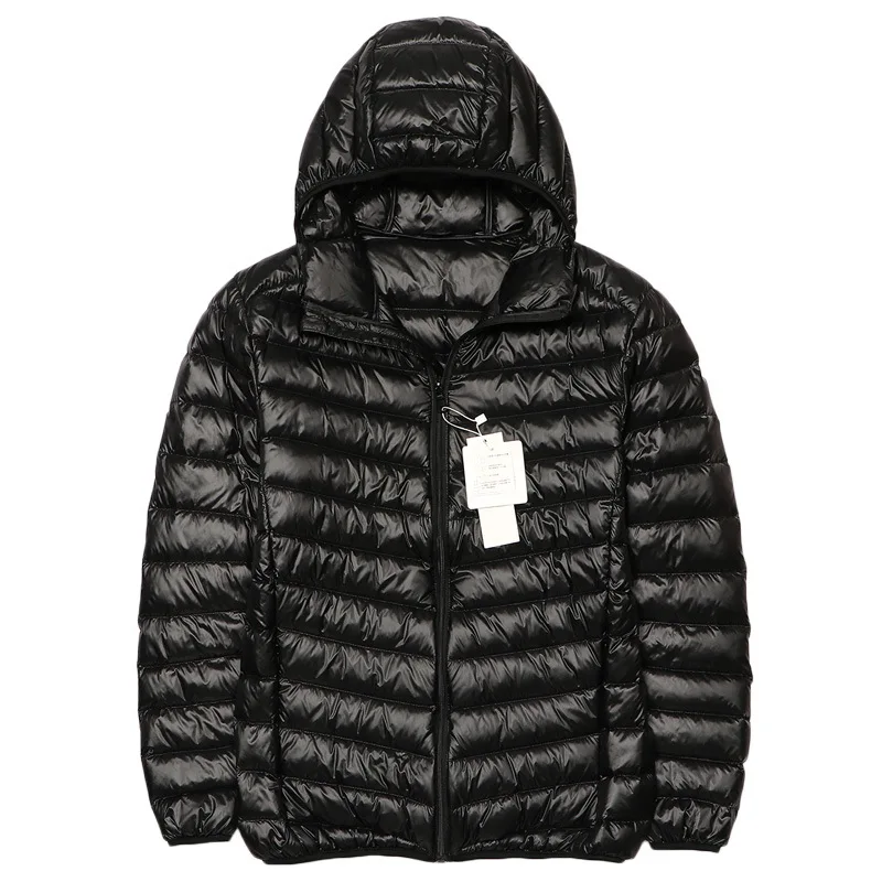 2025 Otoño e Invierno nueva chaqueta ligera de plumón para hombre corta con capucha Joker ligero fino plumón de pato blanco abrigo de talla grande