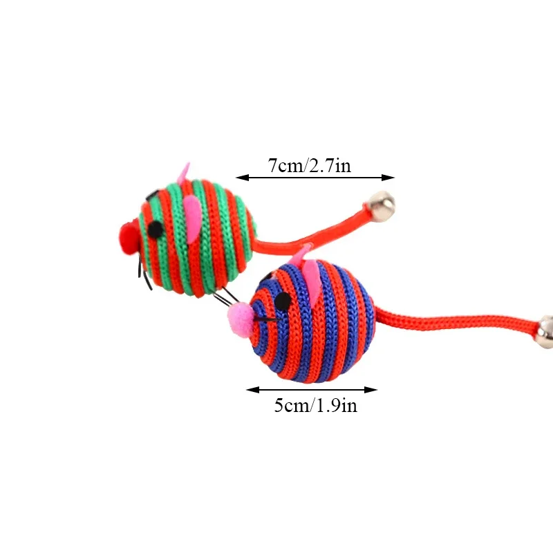 Juguete para Gato de 3/5/7 piezas, cuerda de nailon a rayas, bola redonda, ratón con campana, juguete para masticar para Gato, juguete interactivo para gato, pelota para ratón, producto para mascotas